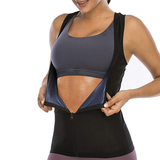 Ladies Sports Fitness Sweat Suit Sauna Suit Sweat Suit Belly Tight Yoga Sweat Sweat Corset Zipper Vest